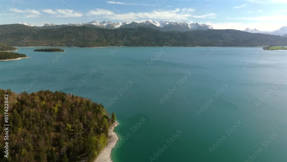 Aerial view of Alps and great clear lake Walchensee with turquoise water in Bavaria, Germany. Luftaufnahme der bayerischen Alpen und Walchensee in Bayern, Deutschland. Lake Walchensee. Aerial view of Alps and great clear lake Walchensee with turquoise water in Bavaria, Germany. Luftaufnahme der bayerischen Alpen und Walchensee in Bayern, Deutschland. Lake Walchensee.