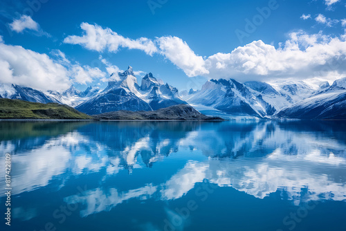 Majestic mountain reflection on pristine lake