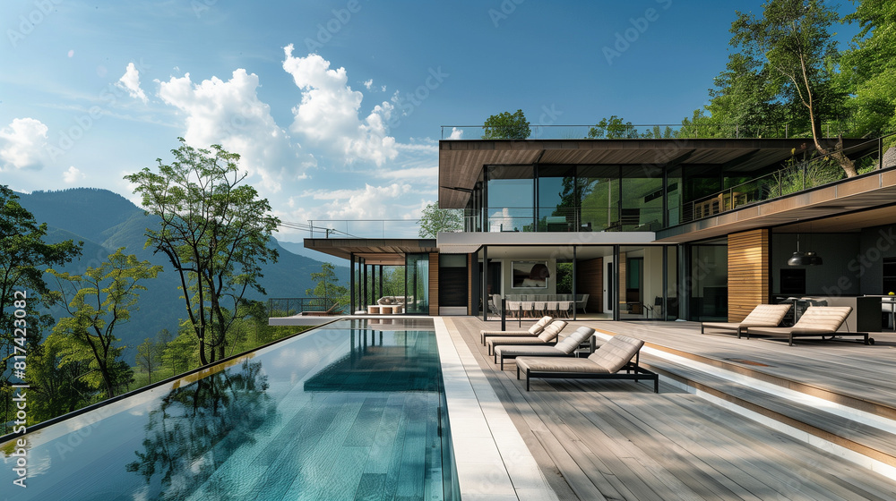 Fototapeta premium modern luxury home in mountains 