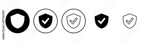 Shield check mark  icon set. Protection approve sign. Safe icon vector