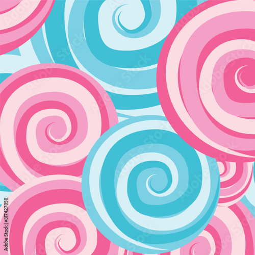 Pink and blue Lollipops in abstract pattern