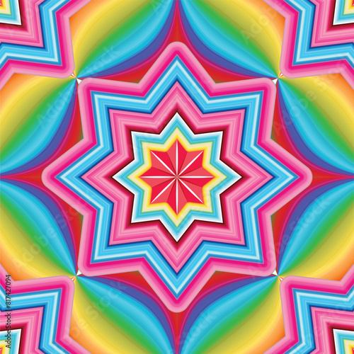 Pattern of stars in a color gradient rainbow 