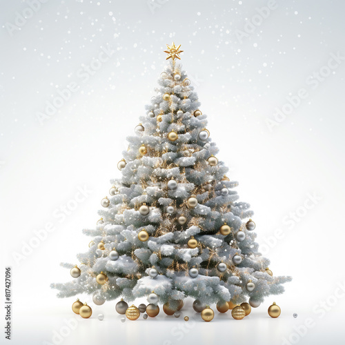 3D simple and modern of Christmas tree and snow, which can be use as your design Christmas greetings card reference.