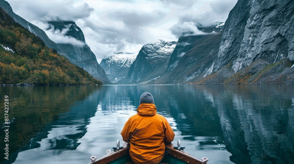 Northern norway lake. fishing and boating adventure amidst scenic scandinavian landscape Northern norway lake. fishing and boating adventure amidst scenic scandinavian landscape