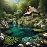 japanese garden with pond
