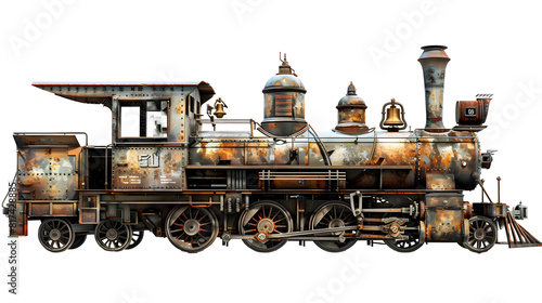 Craft an evocative image featuring an old locomotive  png 