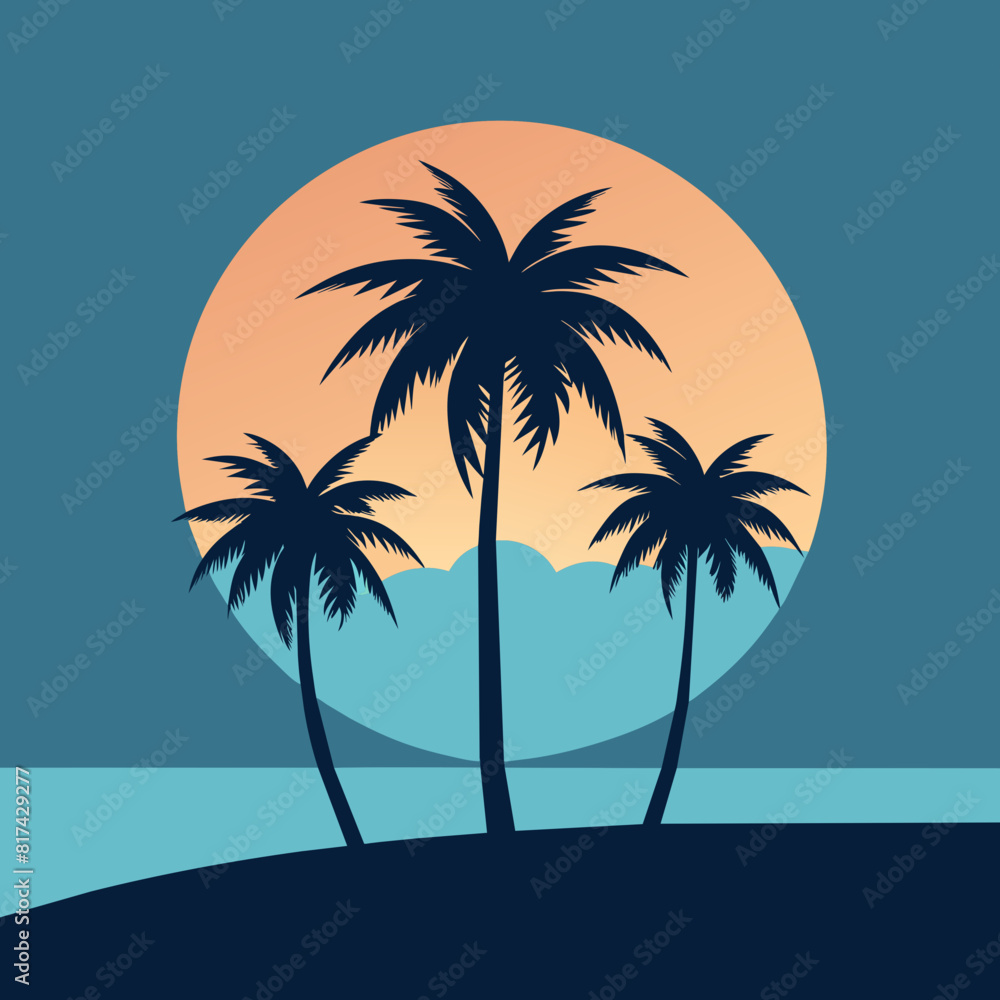 Palm trees on a light blue background