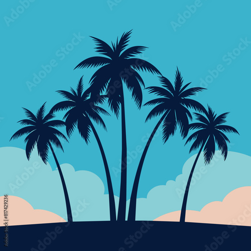 Palm trees on a light blue background