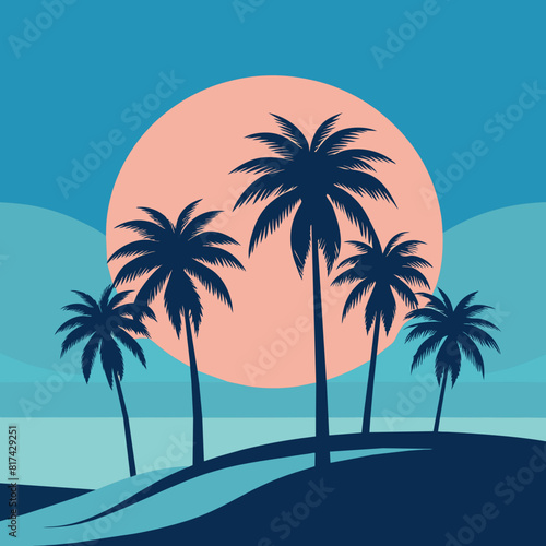 Palm trees on a light blue background