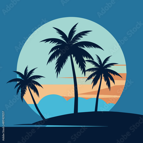 Palm trees on a light blue background