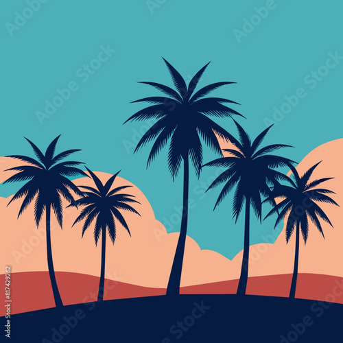 Palm trees on a light blue background