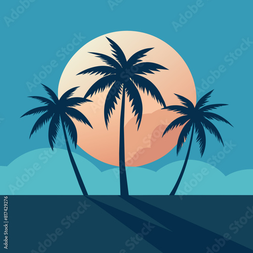 Palm trees on a light blue background