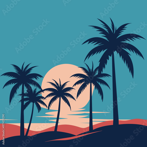 Palm trees on a light blue background