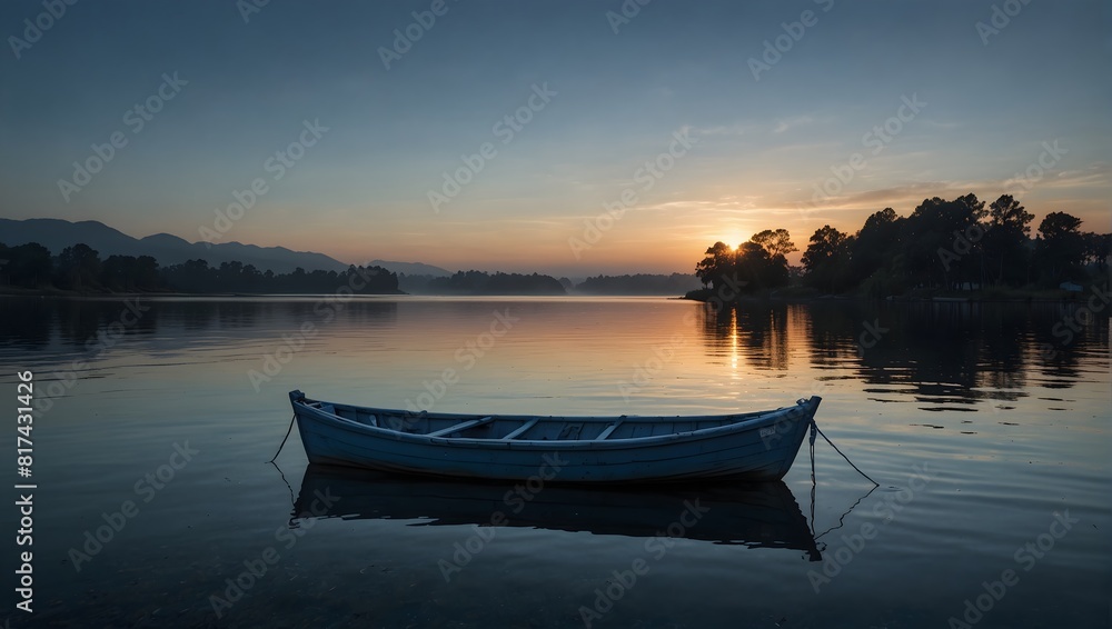 A serene scene using only shades of blue ai_generated A serene scene using only shades of blue ai_generated