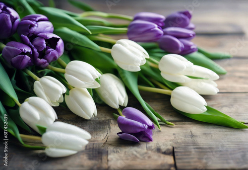  table Spring flowers White Bouquet laying tulips purple wooden Background Flower Wedding Nature Wood Easter Love Birthday Gift Floral Beauty Mothers day Garden Green Invitation FriendsBackground 