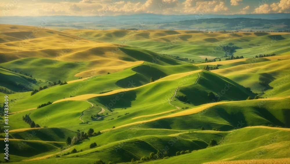 Obraz premium landscape with green fields Generated Ai 