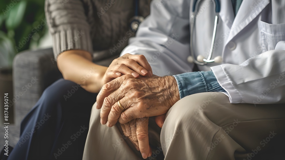 Fototapeta premium Cropped shot of a female nurse hold her senior patient's hand
