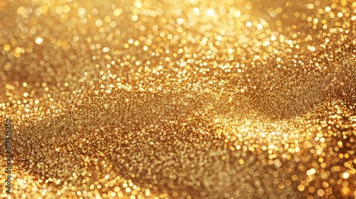  Sparkling Gold Glitter Background. A stunning close-up of sparkling gold glitter, creating a luxurious and festive background with shimmering bokeh effects. Perfect for holiday designs.