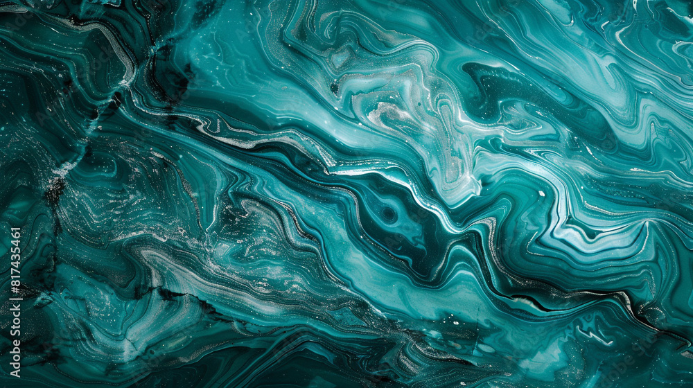 Cool Teal Marble Background, Refreshing Waves and Calm Textures