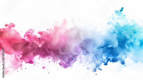 Vibrant Colorful Ink Splash on Clear White Background, Bright Colorful Ink Spray on Clear White Background