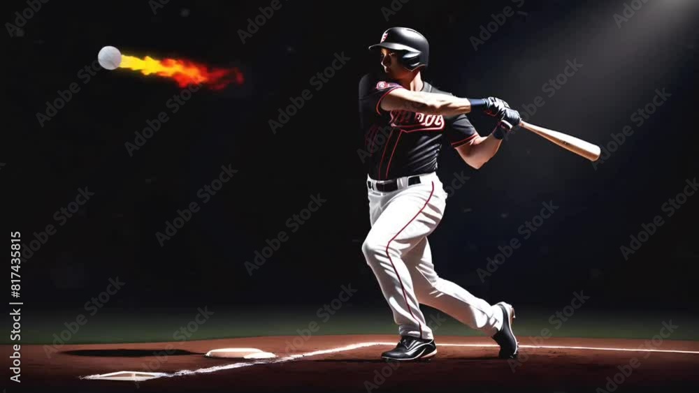 Batter hitting a ball in baseball game, capturing the thrill and precision of the sport Batter hitting a ball in baseball game, capturing the thrill and precision of the sport