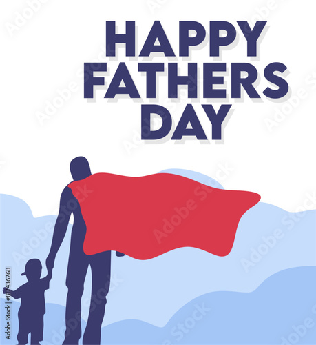 happy father's day with silhouette of father and son