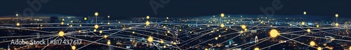 An elongated digital artwork showing an urban smart lighting network photo