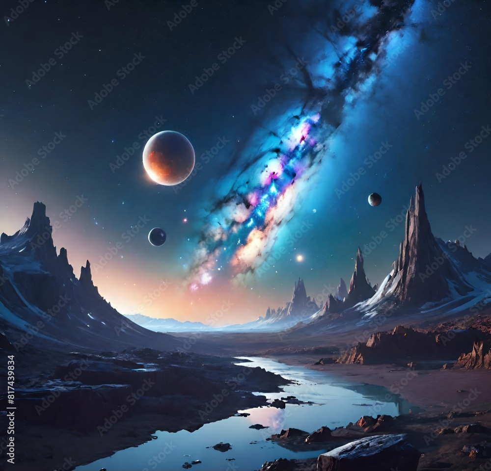 moon and stars, landscape, space, stars, nature, dark, blue, light, planet, mountain moon and stars, landscape, space, stars, nature, dark, blue, light, planet, mountain