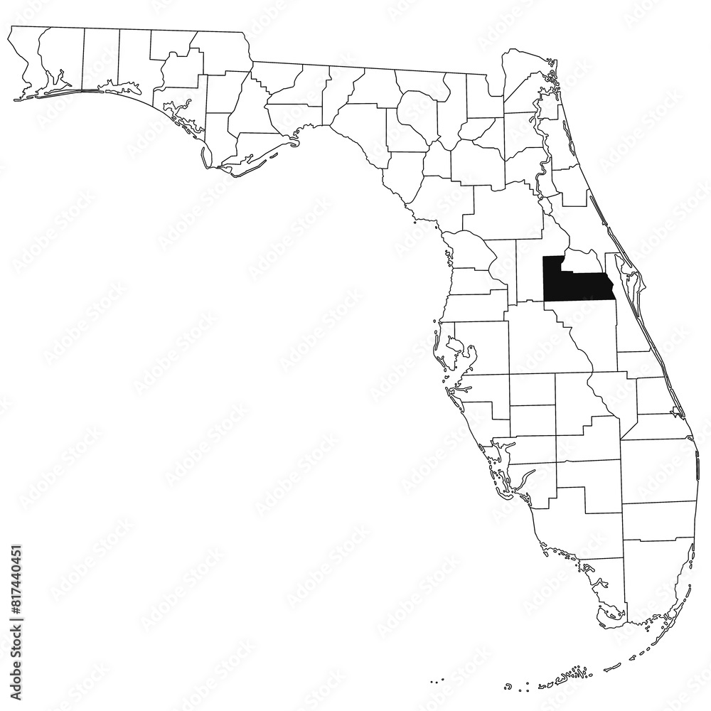 Map of orange County in Florida state on white background. single