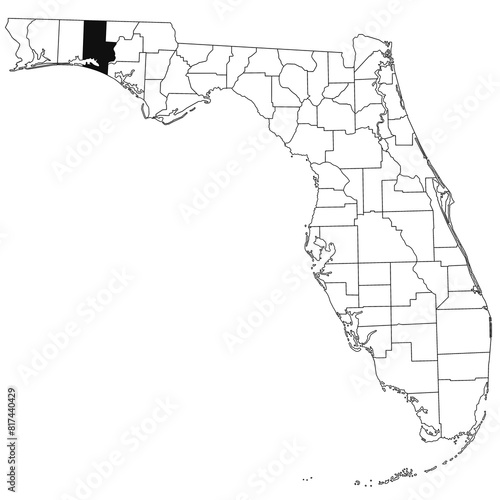Map of walton County in Florida state on white background. single County map highlighted by black colour on Florida map. UNITED STATES, US photo