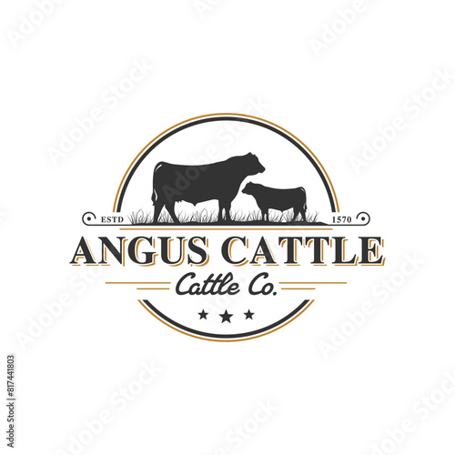 Angus cattle vintage logo