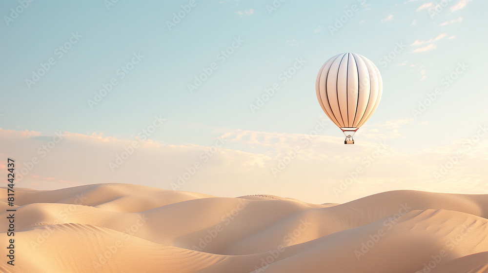 A white-hot air balloon is floating in the sky above a snow-covered hill. The scene is serene and peaceful, with the balloon being the only object in the image A white-hot air balloon is floating in the sky above a snow-covered hill. The scene is serene and peaceful, with the balloon being the only object in the image