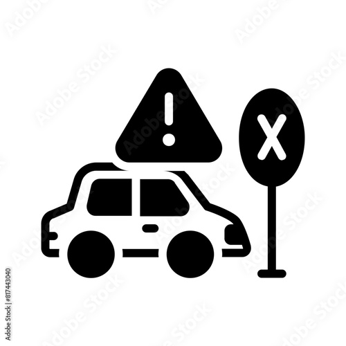 Vector solid black icon for Traffic offences