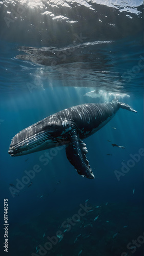 Close-up of a humpback whale in the ocean