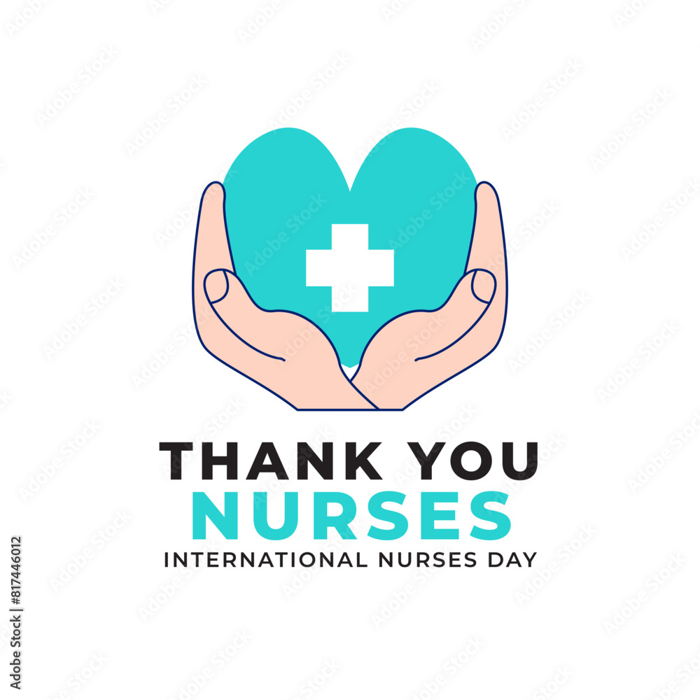 Obraz premium Thank You Nurses Label Vector Template Design Illustration