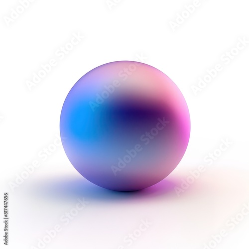 3d illustration sphere in a gradient blue, pink, pearl and light colors, shinny and glassy texture on a white background 
