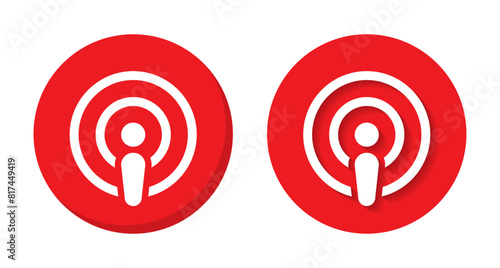 Podcast icon with shadow. Podcasting concept