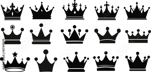King crown silhouette vectors