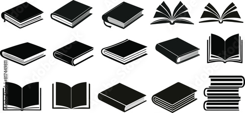Book silhouette vectors