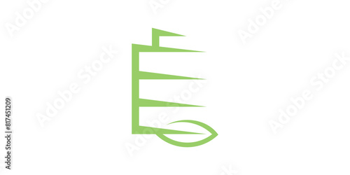 global battery logo design with leaves, electricity, ecology, power, energy, logo design icon, symbol, vector, creative idea.