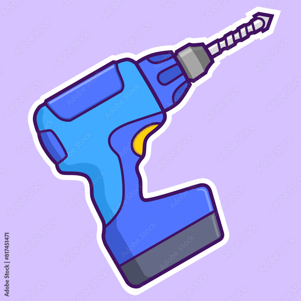 cartoon drill digital sticker illustration cartoon drill digital sticker illustration