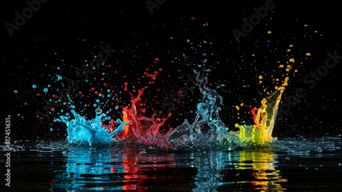acrylic color paint in water. burst of color on black background