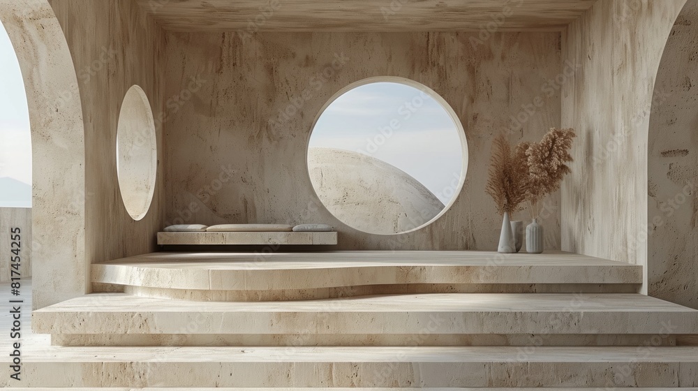 Minimalist sport podium with geometric shapes and a focus on simplicity Minimalist sport podium with geometric shapes and a focus on simplicity
