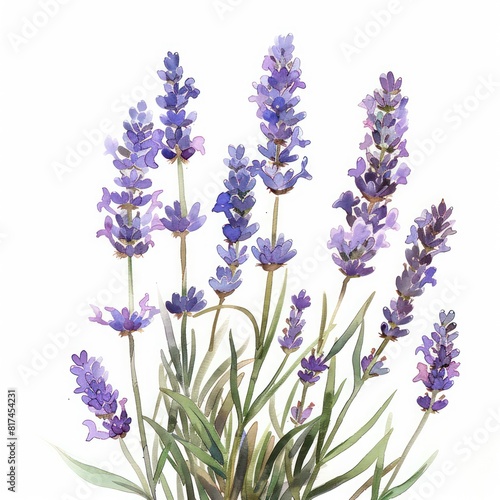 illustrated watercolor painting of lavender clipart  natural colors  ethereal  detailed  on a white background 