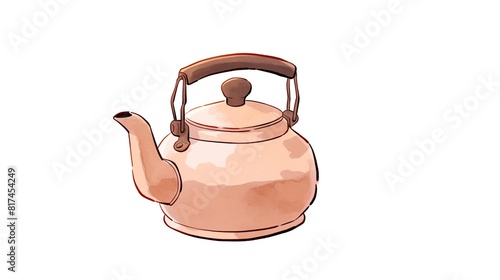 Watercolor kettle for campfire illlustration. Camping equipment for recreation tourism and adverture isolated on white backgroundWatercolor kettle for campfire illustration. photo