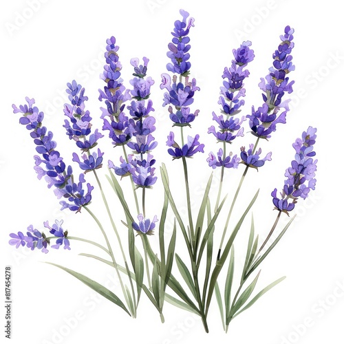 illustrated watercolor painting of lavender clipart  natural colors  ethereal  detailed  on a white background 