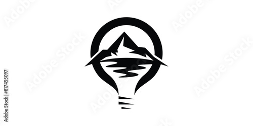 logo design combination of mountains and lights, summit, peak, innovation, inspiration, smart, intelligence, logo design icon, symbol, vector, creative idea.