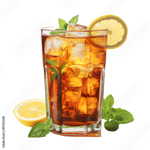 Freshness Unleashed Isolated Ice Tea with Transparency