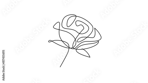Flower drawing mono line. Continuous line icon on white background. template