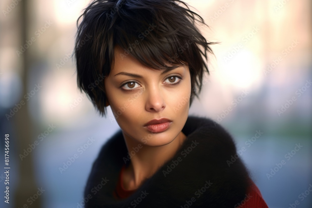 young woman with short hair